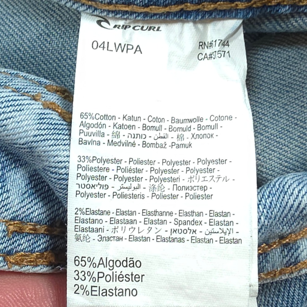 Rip Curl Wide Leg Tropical Stamp Print Jeans Light Wash Blue Size 30x25 04LWPA - Picture 3 of 10